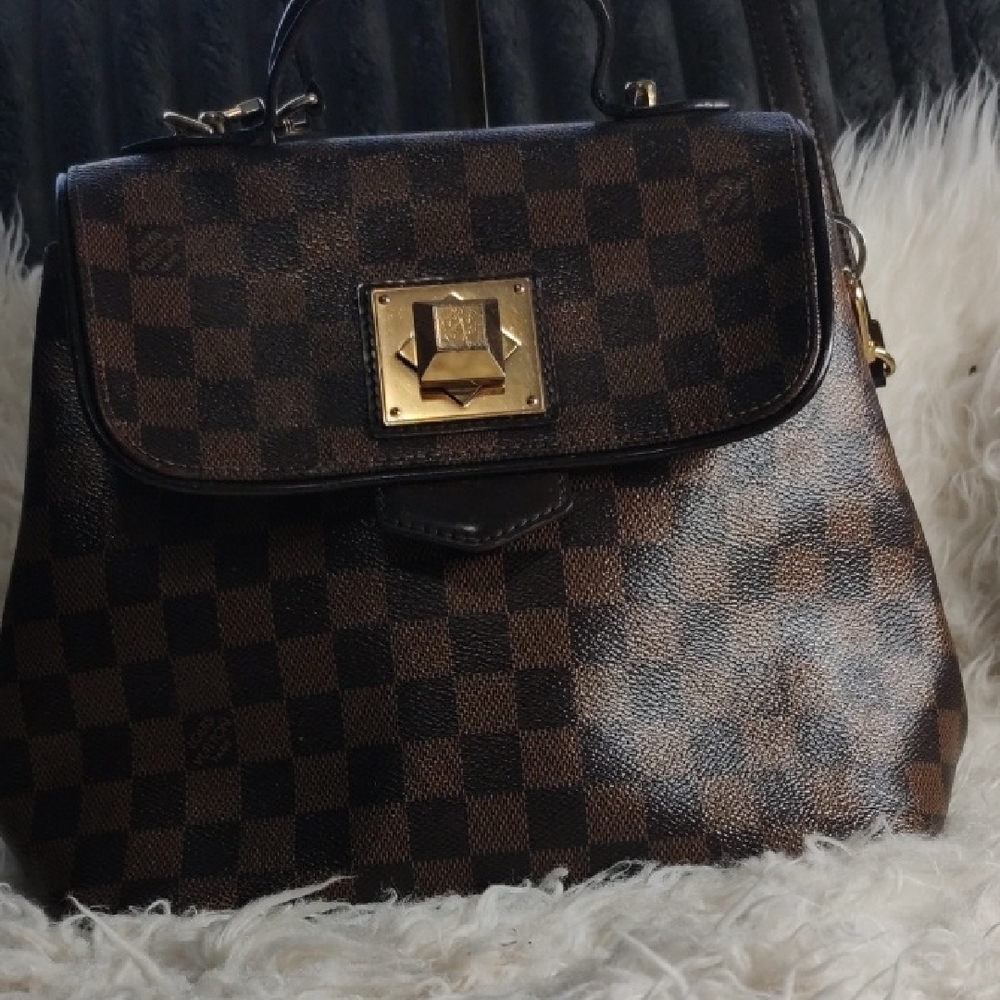 Brown Checkered Handbag